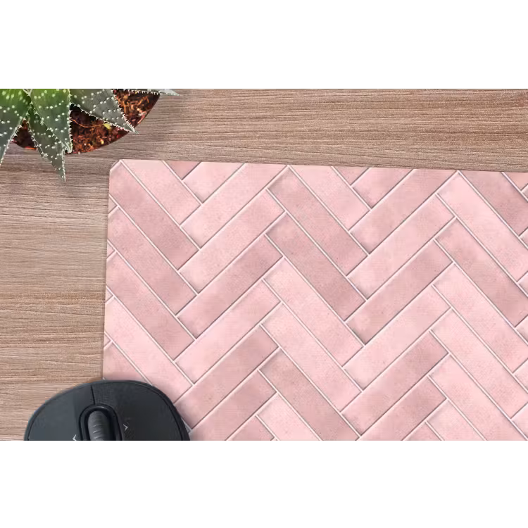 Visgraat - Wandtegel - Lichtroze muismat rubber klein 262 -closeup