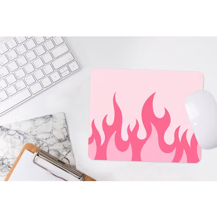 Vlammen - Patroon - Abstract - Modern - Roze muismat rubber klein -witbureau