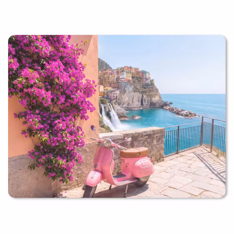 Voertuig - Roze - Kust - Zomer - Reizen muismat rubber klein -3d