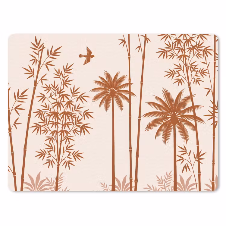 Vogel - Boom - Tropisch - Minimalistisch - Bruin muismat rubber klein -3d