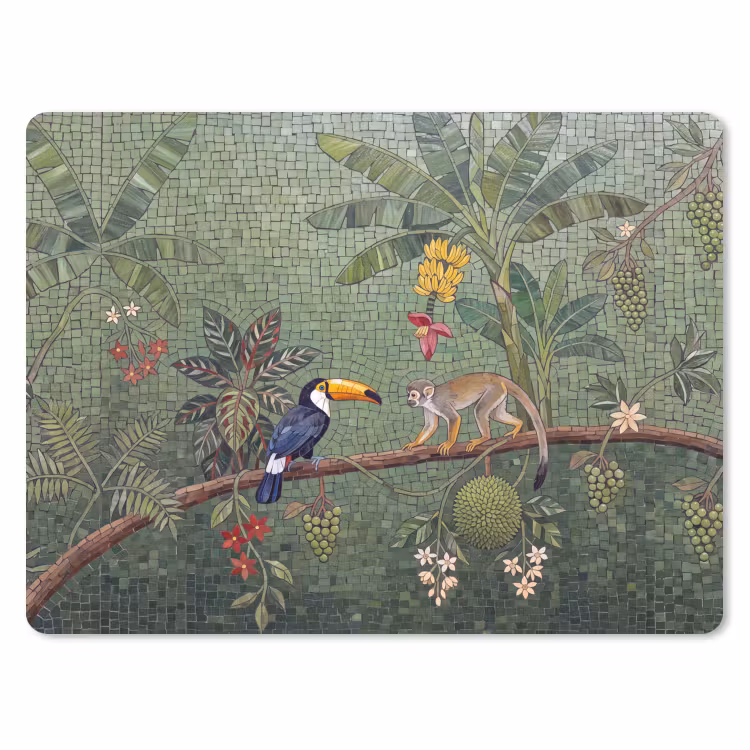 Vogel - Dier - Jungle - Mozaïek - Natuur muismat rubber klein -3d