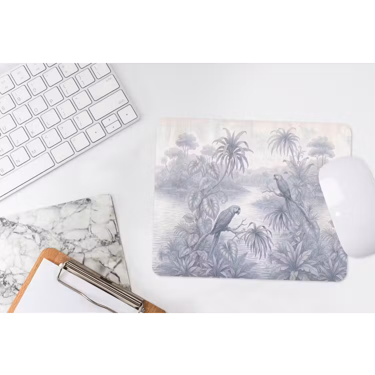 Vogel - Rivier - Tropisch - Illustratie - Blauw muismat rubber klein -witbureau