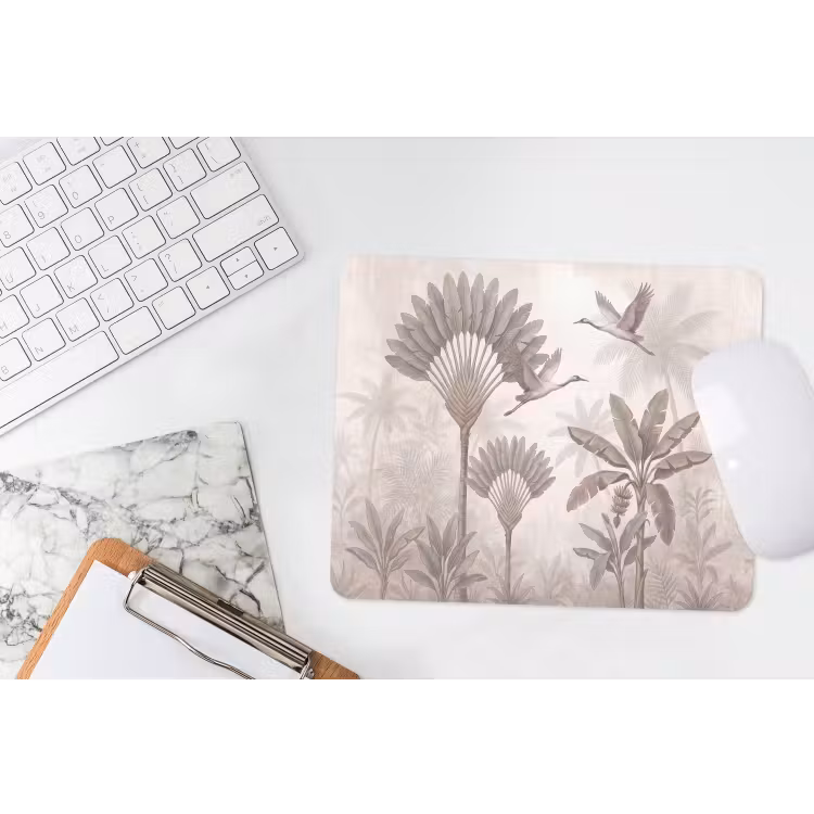 Vogel - Tropisch - Jungle - Natuur - Beige muismat rubber klein -witbureau