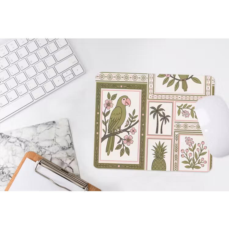Vogel - Tropisch - Patroon - Decoratief - Groen muismat rubber klein -witbureau