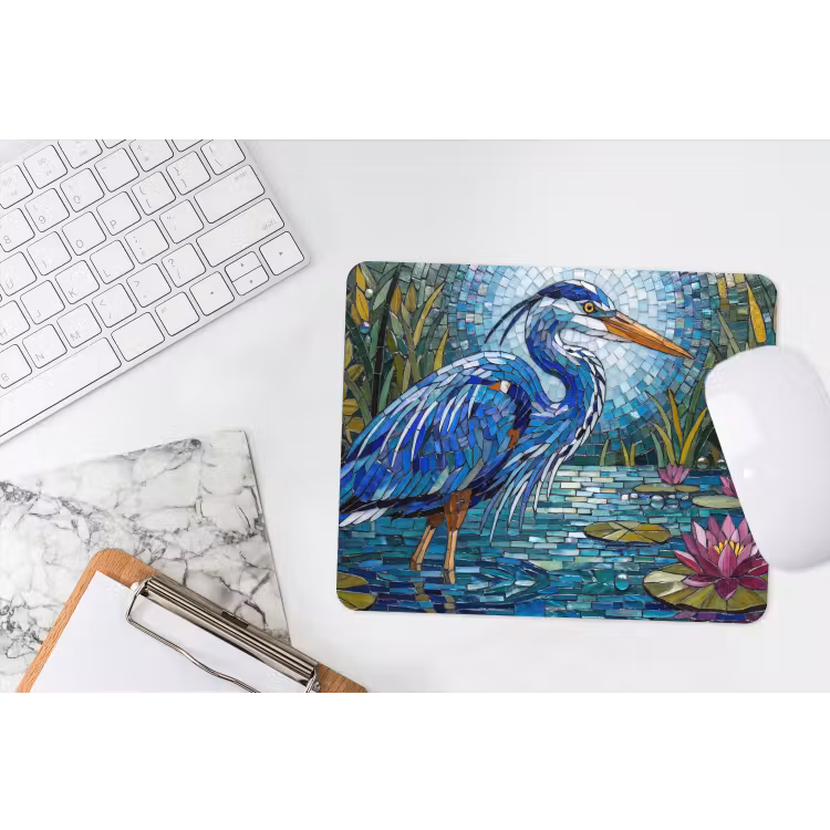 Vogel - Water - Natuur - Abstract - Blauw muismat rubber klein -witbureau