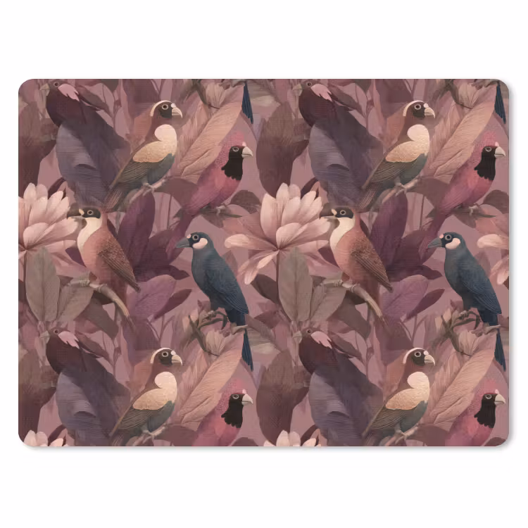Vogels - Bladeren - Roze muismat rubber klein 262 -3d