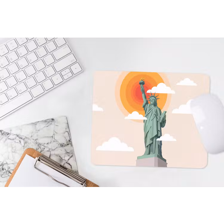 Vrijheidsbeeld - New York - Zon - Modern muismat rubber klein -witbureau