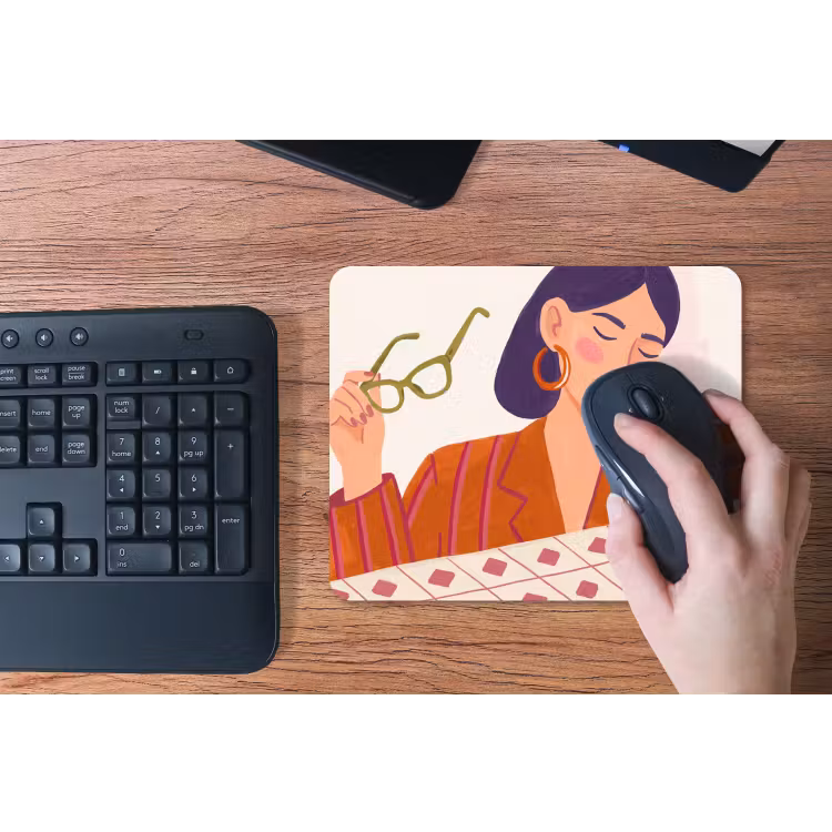 Vrouw - Bril - Cocktail - Illustratie - Modern muismat rubber klein -toetsenbord