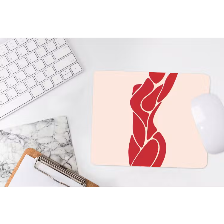 Vrouw - Figuur - Abstract - Modern - Rood muismat rubber klein -witbureau