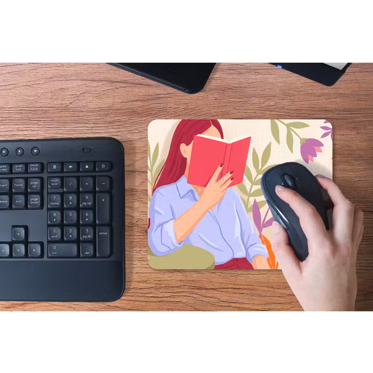 Vrouw - Lezen - Thuis - Modern - Bloemen muismat rubber klein -toetsenbord