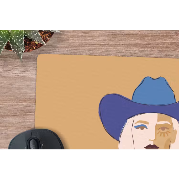 Vrouw - Portret - Abstract - Kleurrijk - Modern muismat rubber klein -closeup
