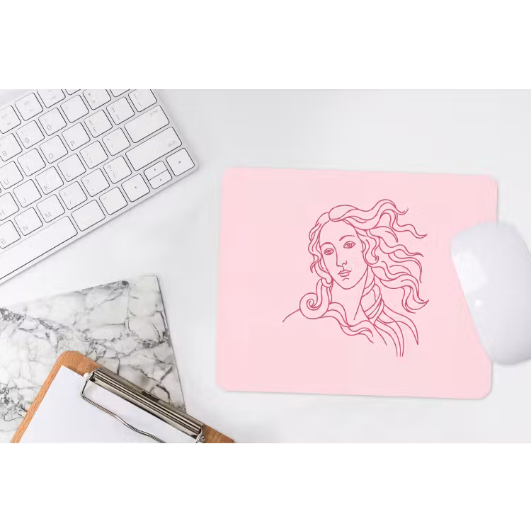 Vrouw - Portret - Klassiek - Line-art - Roze muismat rubber klein -witbureau