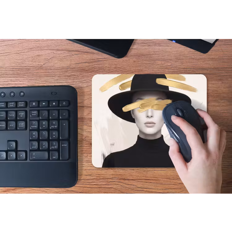 Vrouw - Portret - Modern - Goud - Kunst muismat rubber klein -toetsenbord