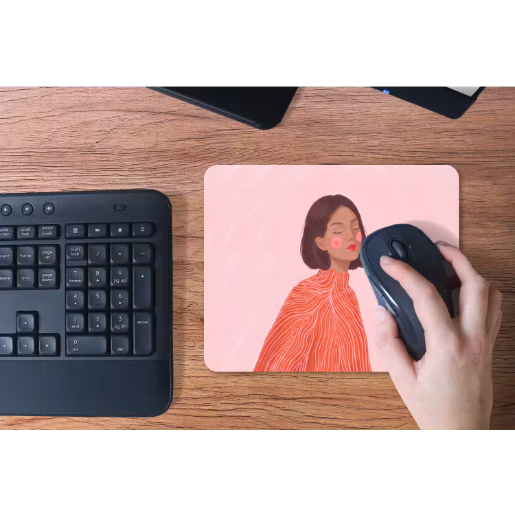 Vrouw - Portret - Modern - Kunst - Roze muismat rubber klein -toetsenbord