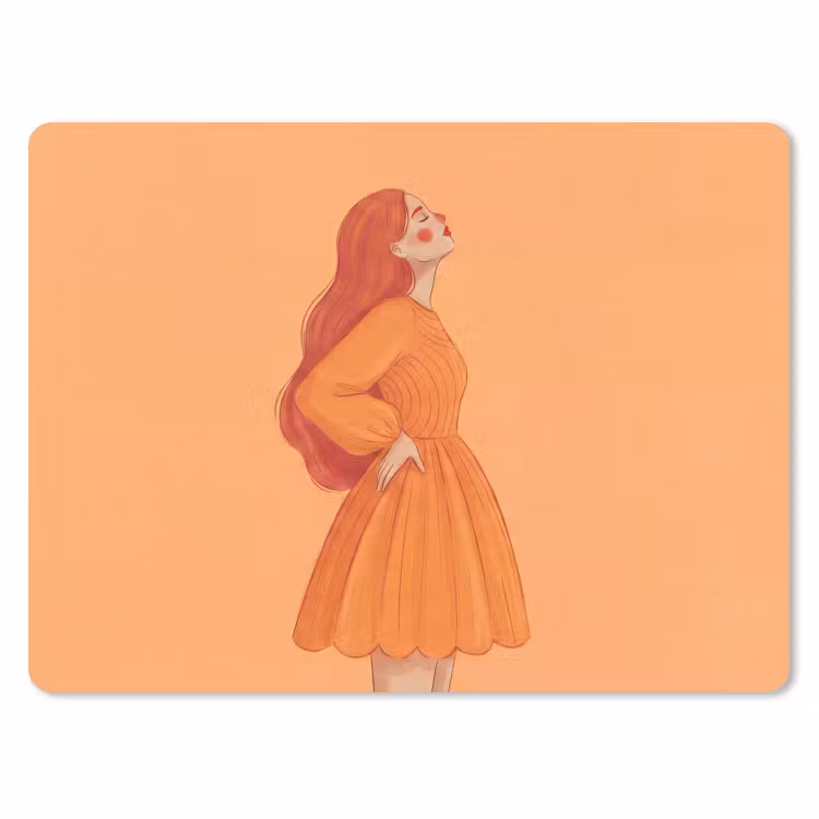 Vrouw - Profiel - Mensen - Modern - Oranje muismat rubber klein -3d