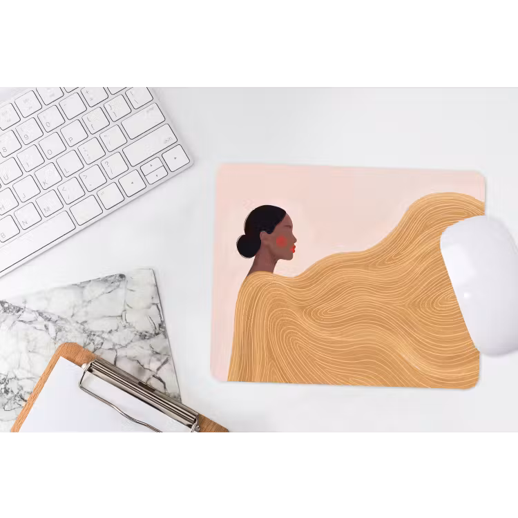 Vrouw - Profiel - Modern - Abstract - Kunst muismat rubber klein -witbureau