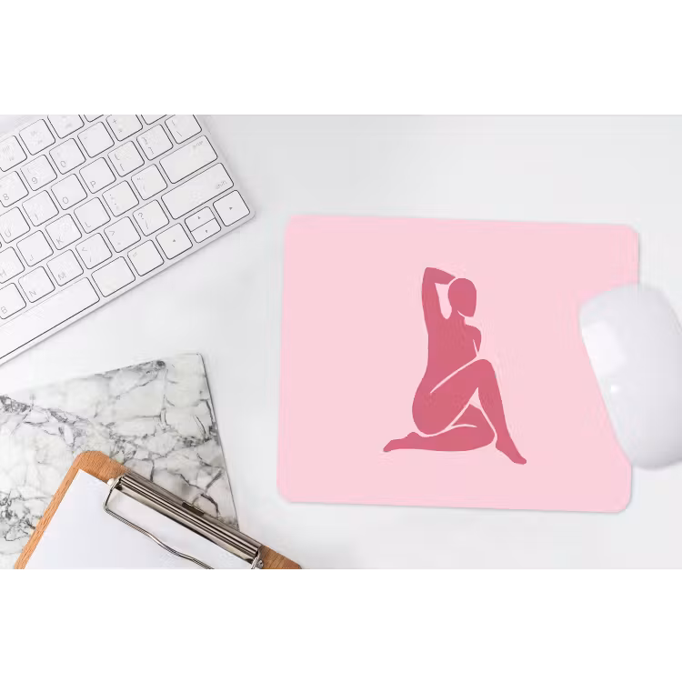 Vrouw - Silhouet - Abstract - Modern - Roze muismat rubber klein -witbureau