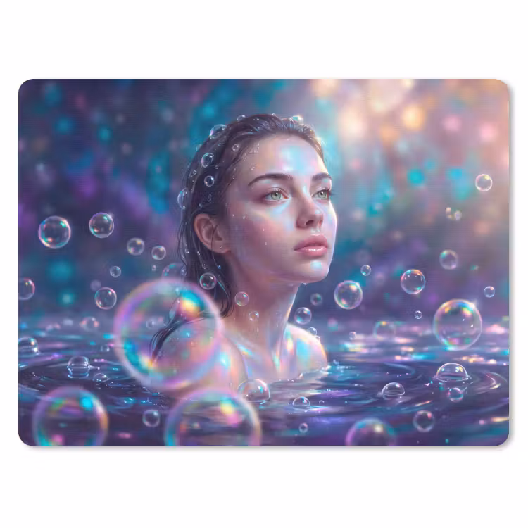 Vrouw - Water - Portret - Kleurrijk - Modern muismat rubber klein -3d