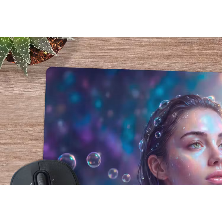 Vrouw - Water - Portret - Kleurrijk - Modern muismat rubber klein -closeup