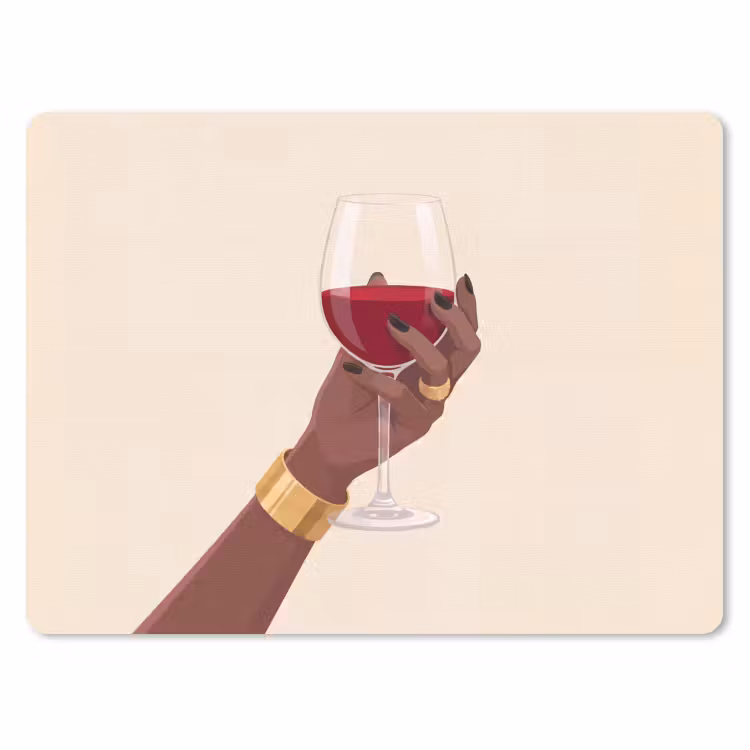 Vrouw - Wijn - Glas - Illustratie - Rood muismat rubber klein -3d