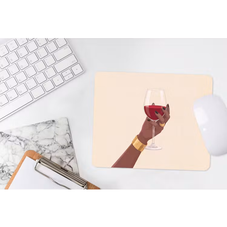 Vrouw - Wijn - Glas - Illustratie - Rood muismat rubber klein -witbureau