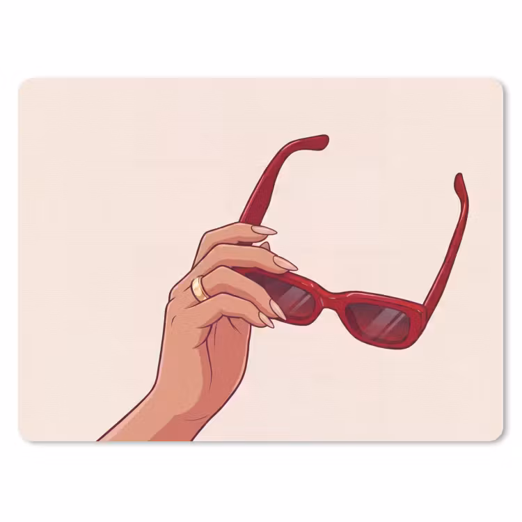 Vrouw - Zonnebril - Mode - Rood - Illustratie muismat rubber klein -3d