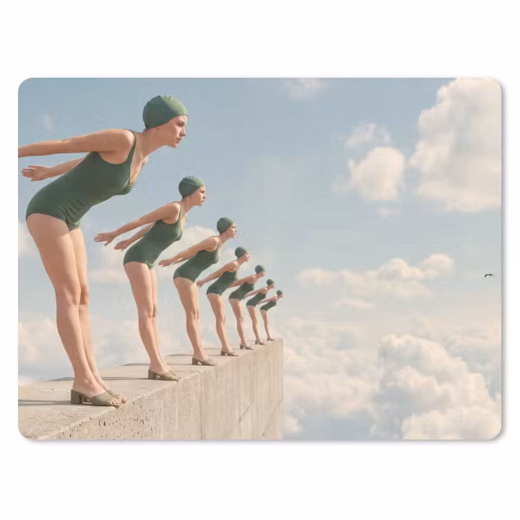 Muismat - Vrouwen - Duikhouding - Wolken - Vrouwen - Duikhouding - Wolken muismat rubber klein
