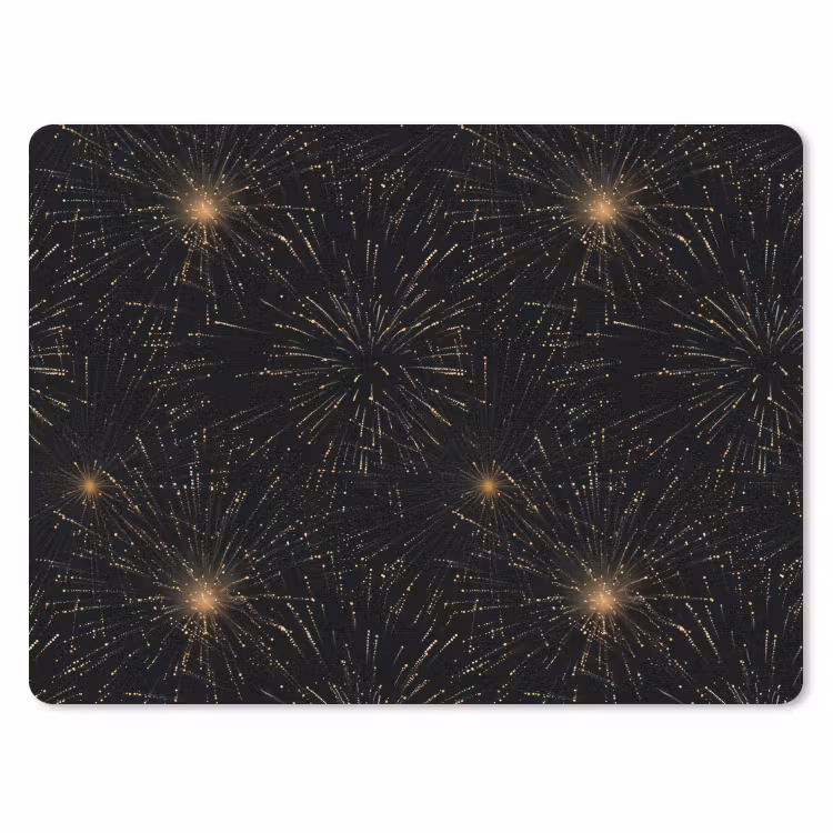 Vuurwerk - Patroon - Feestelijk - Goud - Zwart muismat rubber klein 262 -3d