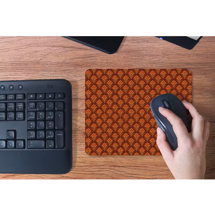 Waaiers - Art Deco - Botanisch - Roestbruin - Oranje muismat rubber klein 262 -toetsenbord