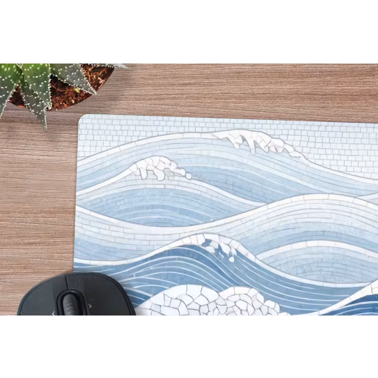 Water - Mozaïek - Landschap - Modern - Blauw muismat rubber klein -closeup