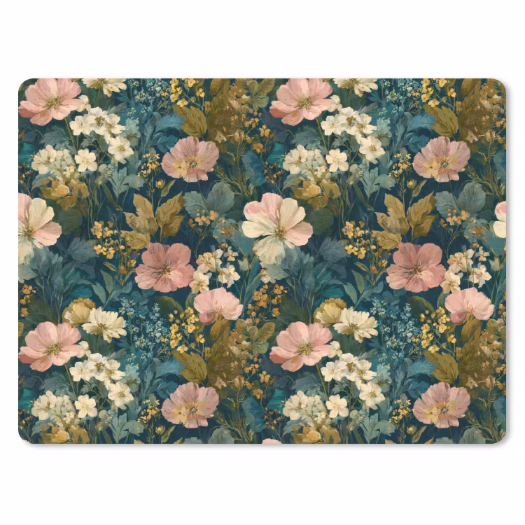Wilde bloemen - Botanisch - Patroon - Roze - Romantisch muismat rubber klein 262 -3d
