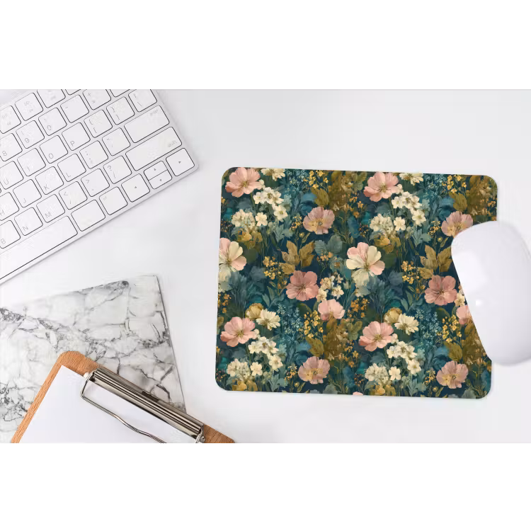 Wilde bloemen - Botanisch - Patroon - Roze - Romantisch muismat rubber klein 262 -witbureau