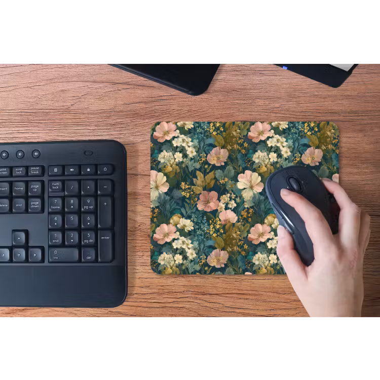 Wilde bloemen - Botanisch - Patroon - Roze - Romantisch muismat rubber klein 262 -toetsenbord