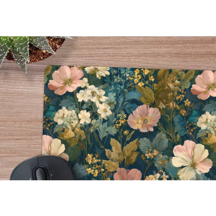 Wilde bloemen - Botanisch - Patroon - Roze - Romantisch muismat rubber klein 262 -closeup