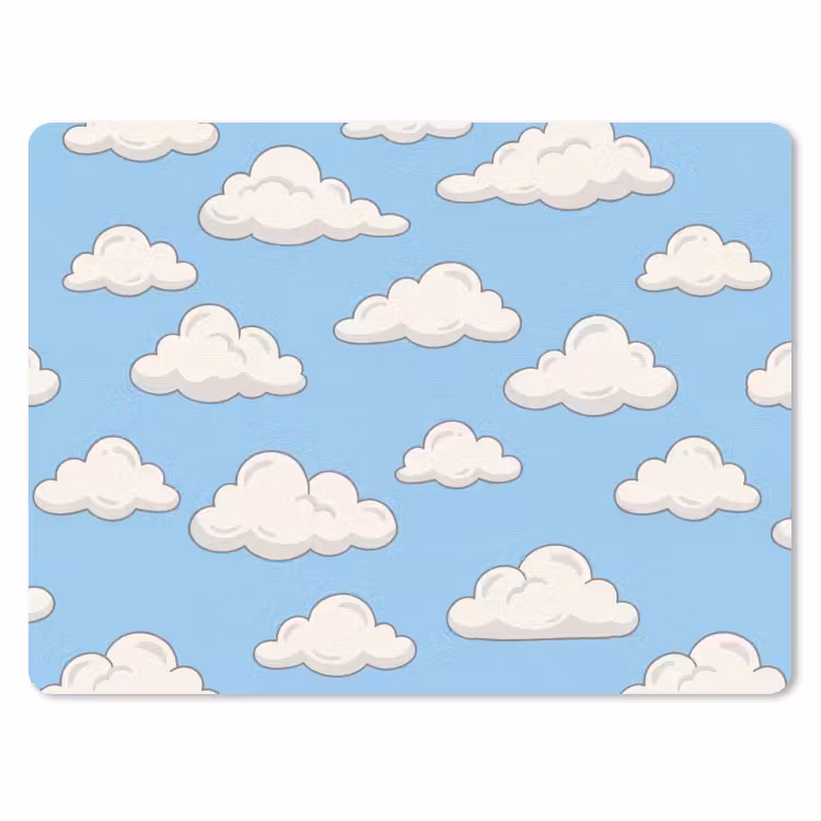 Wolk - Cartoon - Lucht - Blauw - Wit muismat rubber klein -3d