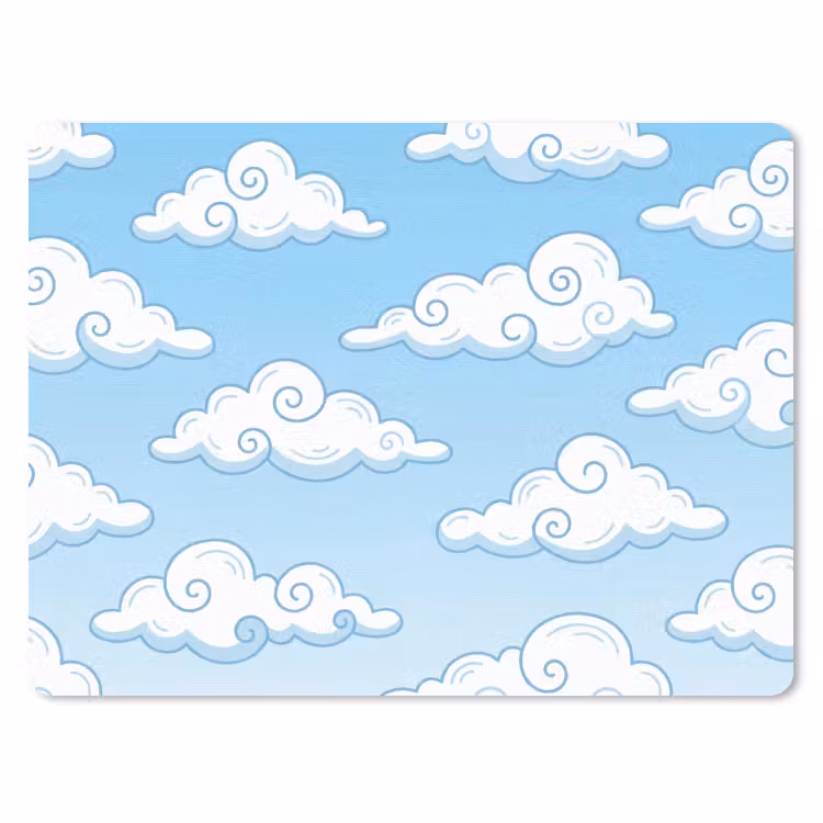 Wolk - Lucht - Cartoon - Blauw - Wit muismat rubber klein -3d