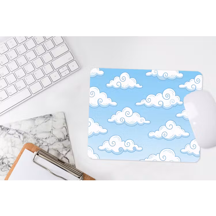 Wolk - Lucht - Cartoon - Blauw - Wit muismat rubber klein -witbureau
