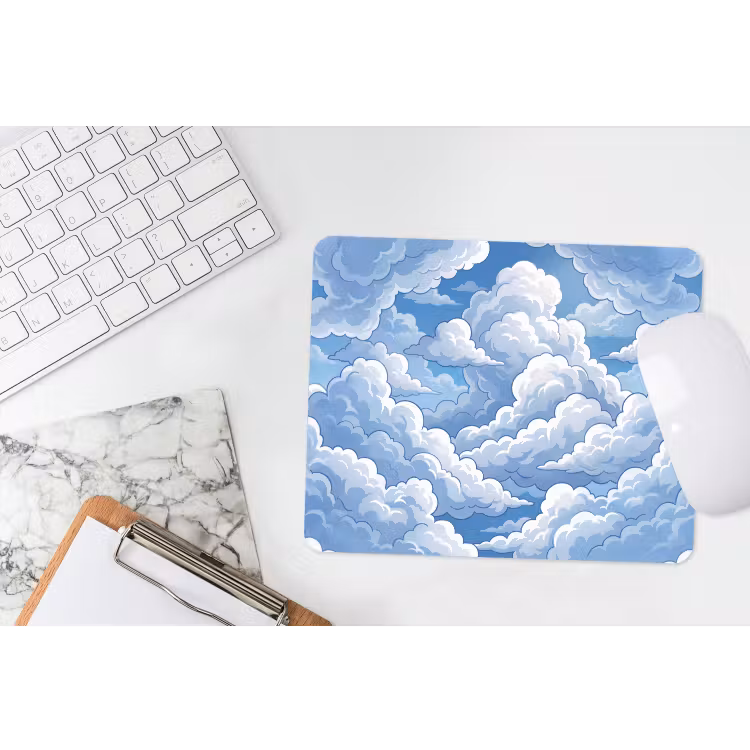 Wolken - Hemel - Abstract - Wit muismat rubber klein -witbureau