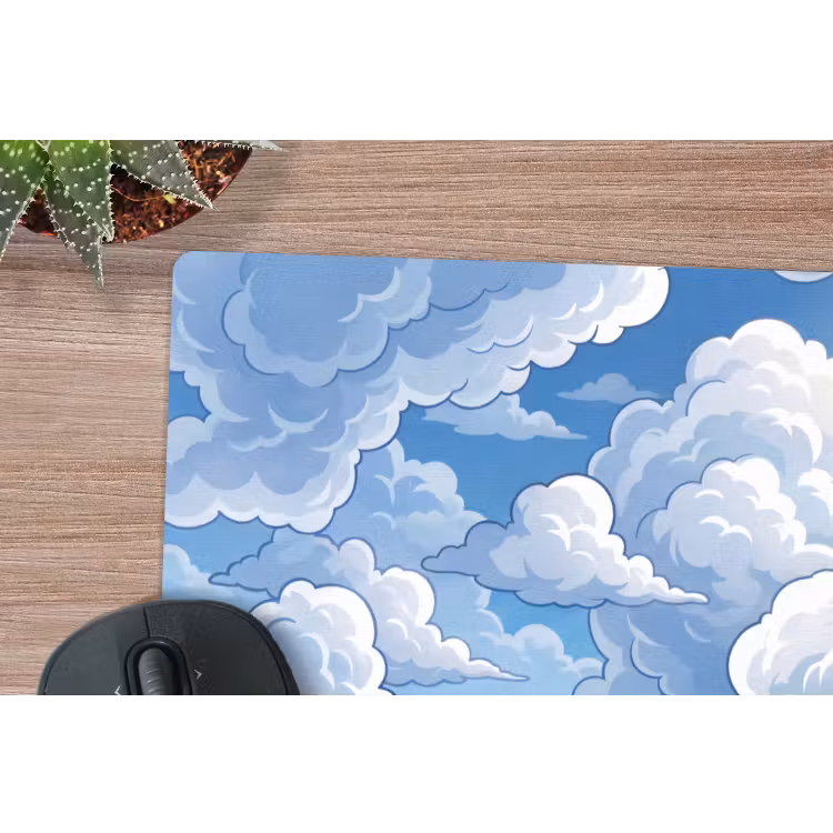 Wolken - Hemel - Abstract - Wit muismat rubber klein -closeup