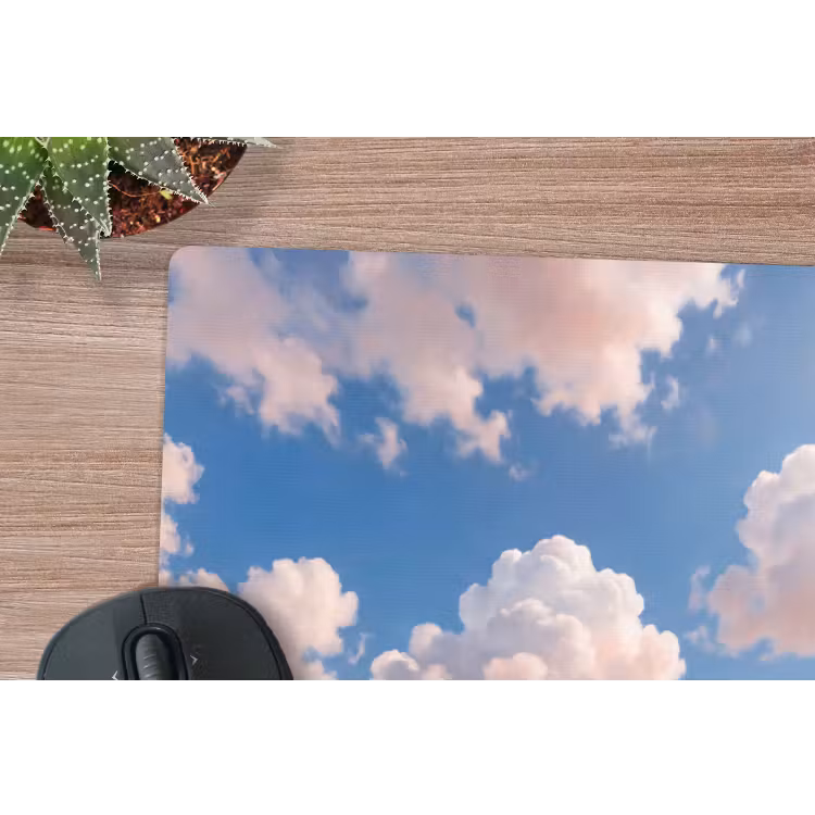Wolken - Hemel - Natuur - Licht - Blauw muismat rubber klein -closeup