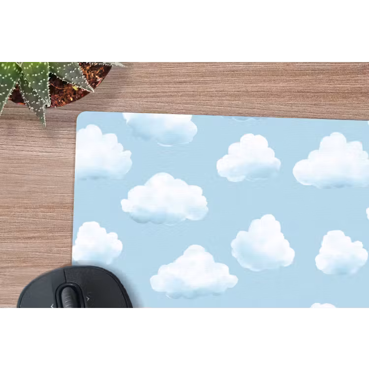 Wolken - Illustratie - Blauw muismat rubber klein 262 -closeup