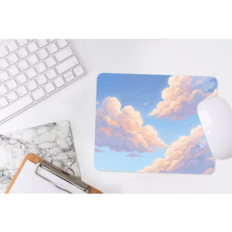 Wolken - Lucht - Natuur - Blauw muismat rubber klein -witbureau