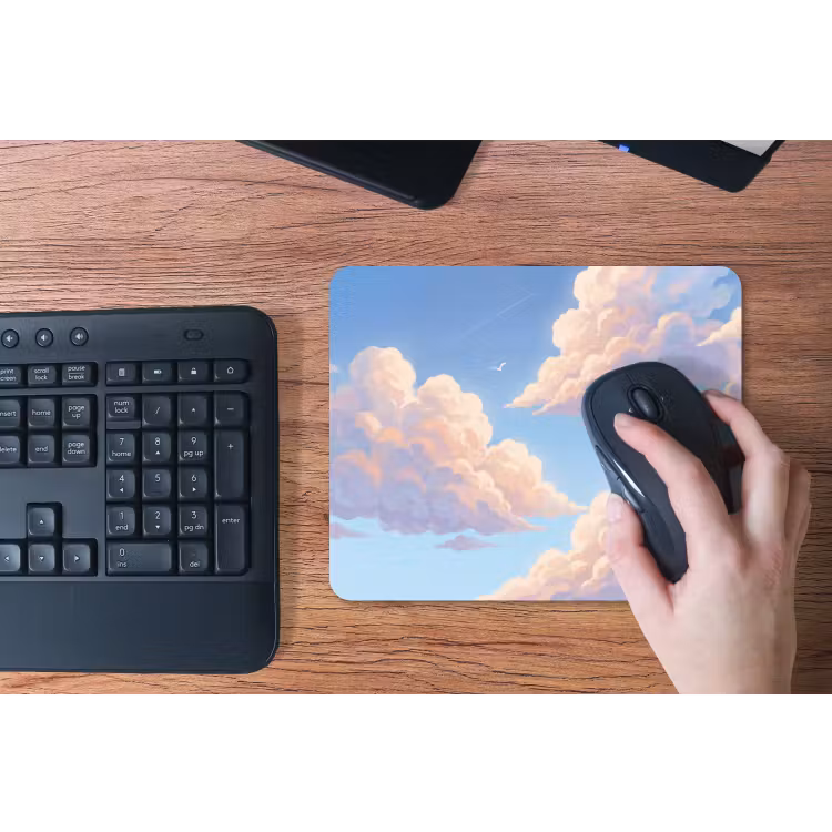 Wolken - Lucht - Natuur - Blauw muismat rubber klein -toetsenbord
