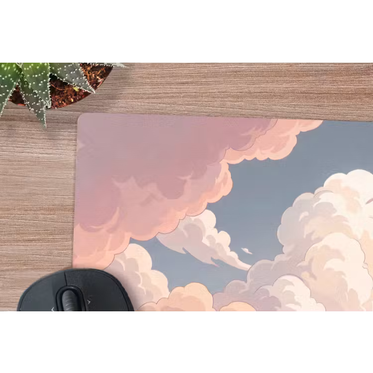 Wolken - Lucht - Natuur - Pastel - Roze muismat rubber klein -closeup