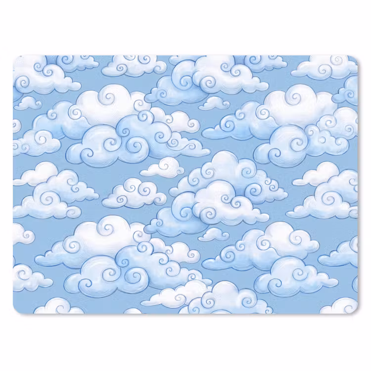 Wolken - Patroon - Hemel - Illustratie - Wit muismat rubber klein -3d