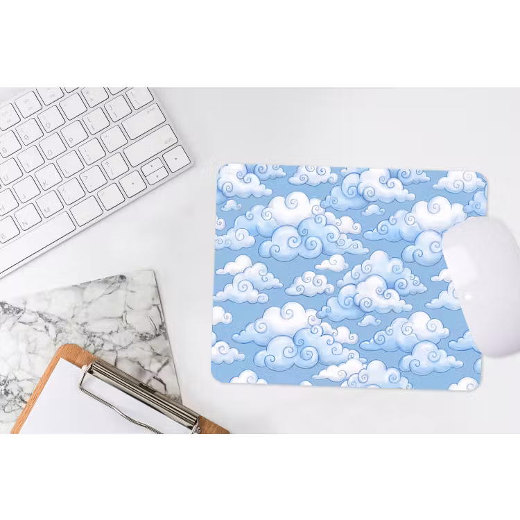 Wolken - Patroon - Hemel - Illustratie - Wit muismat rubber klein -witbureau