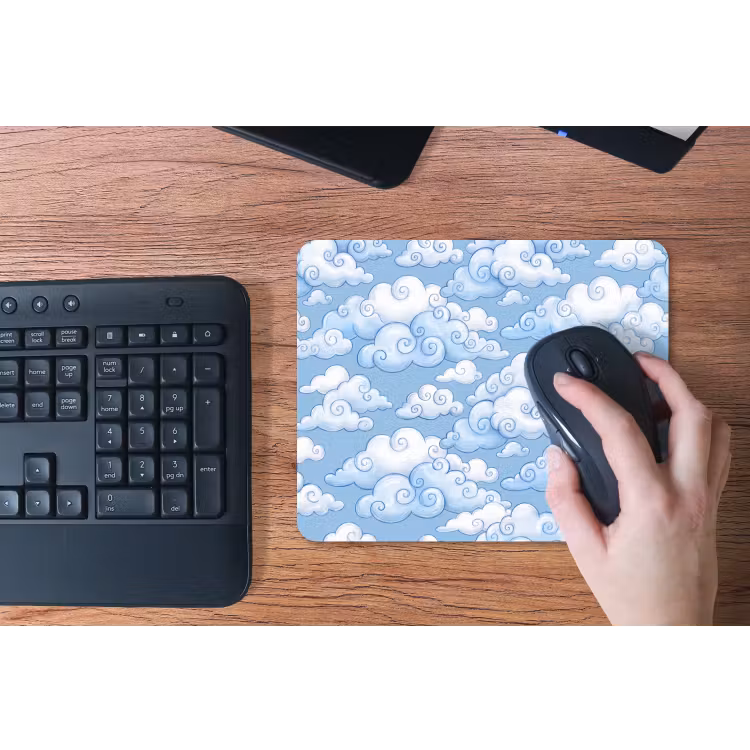 Wolken - Patroon - Hemel - Illustratie - Wit muismat rubber klein -toetsenbord