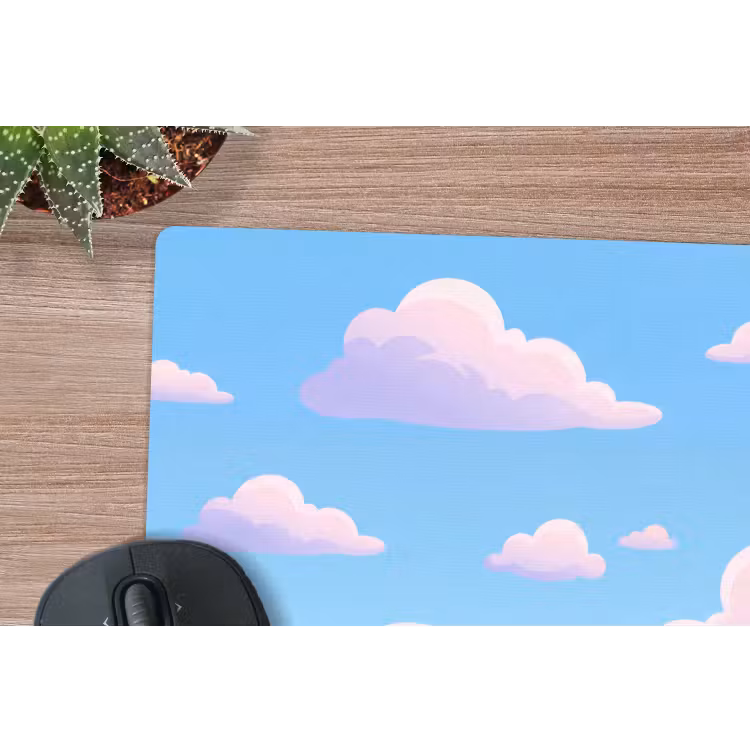 Wolken - Roze - Blauw - Natuur - Modern muismat rubber klein -closeup