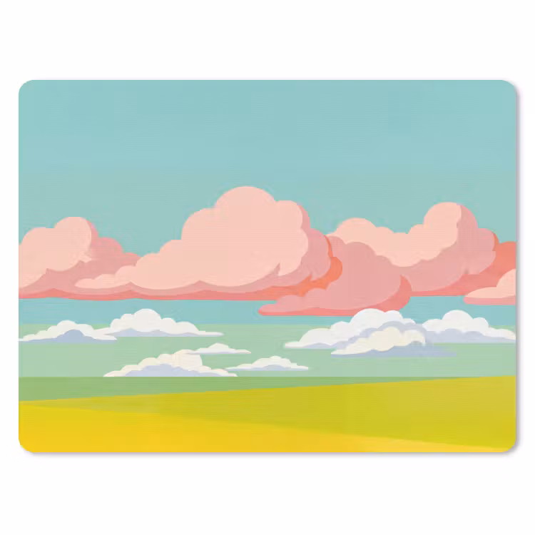 Wolken - Roze - Natuur - Modern - Pastel muismat rubber klein -3d