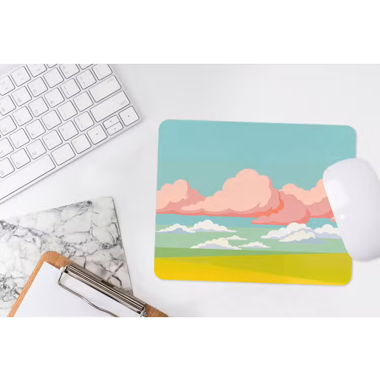 Wolken - Roze - Natuur - Modern - Pastel muismat rubber klein -witbureau